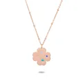 Collier trèfle à quatre feuilles en acier inoxydable or rose avec cristaux colorés étoilés - Or 18 carats / Or rose