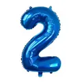 Deep blue metallic foil number 2 balloon with glossy reflective finish for party decor - Number 2 / Blue