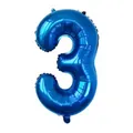 Deep blue number 3 foil balloon with metallic finish for birthday party decoration - Number 3 / Blue