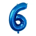 Deep blue metallic 32-inch number 6 foil balloon for birthday party decorations - Number 6 / Blue