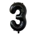 32-inch black slim number 3 foil balloon with metallic finish for birthday party - Number 3 / Black