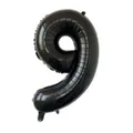 16-inch black foil number 9 balloon with metallic finish and hanging tabs for birthdays - Number 9 / Black