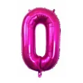 Vibrant fuchsia number 0 foil balloon for birthday party and anniversary celebrations - Number 0 / Rose Red