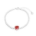 Silbernes Edelstahl-Tennisarmband mit rotem Herzzirkon und verstellbarer Kette - Silber - Rotes Herz (NMSB-E137-7)