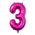 Rose red foil number 3 balloon for birthday party decorations with metallic finish - Number 3 / Rose Red