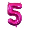 Hot pink 32-inch number 5 foil balloon for birthday party decorations and events - Number 5 / Rose Red