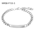 Polished silver stainless steel chain bracelet with a rectangular blank engraving plate - Silver Rectangle Plate Style (NMSB-F153-3) / Silver