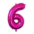 Fuchsia 32-inch slim number 6 foil balloon with metallic finish for party decor - Number 6 / Rose Red