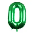 32-inch emerald green number 0 foil balloon with a shiny metallic mirror finish - Number 0 / Green