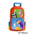 Globo de papel de aluminio con forma de mochila roja y motivos de papelería - Diseño de mochila