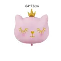 Globo de gato rosa con corona 64x73cm para cumpleaños de bebé y fiestas - L / Rosa
