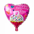 Hartvormige Happy Valentine's Day folieballon met cupcake en kleurrijke hartjes - Cupcake Hart Patroon(F)