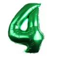 Vibrant green metallic foil balloon in the shape of number 4 with a glossy finish - Number 4 / Green