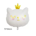 Globo de papel de aluminio de cabeza de gato con corona rosa, tamaño 73x64cm - L / Blanco