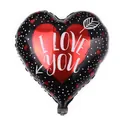 18 inch heart-shaped foil balloon with white dots and I Love You text for Valentines - Black Polka Dot Red Heart Style (Model E)