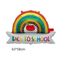Rainbow Back to School foil balloon decoration for classroom party 63x58cm - Rainbow Ruler Shape