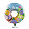 Μπαλόνι ντόνατ ουράνιο τόξο με κείμενο Love You Mom για τη Γιορτή της Μητέρας - Στεφάνι για τη Γιορτή της Μητέρας
