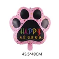 Pink paw-shaped foil balloon with colorful Happy text for birthday party decoration - Pink Paw / 45.5x49cm