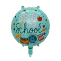 Blue round Back to School foil balloon with cute school element illustrations - Round Back To School Design A