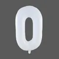 Detailed view of large white matte number 0 foil balloon for birthday party decorations - White 0