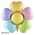 Large macaron sunflower smiley face foil balloon for kids birthday party 98x94cm - Large / Rainbow Sunflower