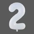 Large 32-inch matte white number 2 foil balloon for birthday party and event decoration - White 2