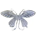 Close-up of metallic silver butterfly wing balloon showing texture and reflective foil material - Silver