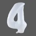 Macro shot of white number 4 foil balloon with metallic finish for birthday party decor - White 4