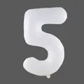 Detailed view of large 32 inch white number 5 foil balloon with inflation valve base - White Racing Style C