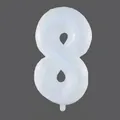 Detailed close-up of a 32-inch cream white number 8 foil balloon with an inflation valve - White 8