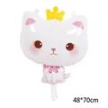Palloncino gatto cartoon con corona per decorazione compleanno, lamina, 48x70cm - Gatto Angelo Bianco