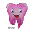 Ballon en aluminium en forme de dent rose souriante pour fête d'enfants, 56x50cm - 56x50cm / Rose
