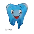 Ballon en aluminium bleu en forme de dent souriante pour fête d'enfants 65x50cm - 65x50cm / Bleu