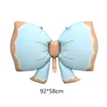Blue bow tie foil balloon with brown accents for birthday party decoration, size 92x58cm - Matte Bow / 92*58cm / Light Blue