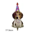 Ballon en aluminium forme Beagle avec chapeau d'anniversaire, taille 77x36cm - Chiot d'Anniversaire