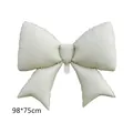 Large cream white bow-shaped foil balloon measuring 98x75cm for birthday party decoration - Matte Cow White