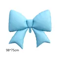 Large light blue bow tie foil balloon 98x75cm for girls birthday party decoration - Matte Blue