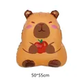 Brown Capybara foil balloon with a red apple for children's birthday party, 50x55cm - Capybara With Apple Style