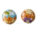 Round Capybara foil balloons with beach vacation and purple car cartoon themes - Round Vacation Pattern Style