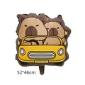 Capybara driving a yellow car foil balloon for kids birthday party decoration 52x46cm - Capybara In Car Style