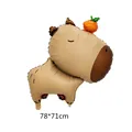 Cute capybara shaped aluminum foil balloon for birthday party, 78x71cm size. - Extra Large Capybara With Orange
