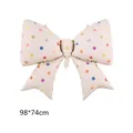 Giant cream bow-shaped aluminum balloon with colorful polka dots, 98*74cm birthday decor - Colored Spots