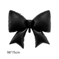 Large matte black bow-shaped aluminum foil balloon for birthday party decor, 98x75cm size - Matte Black