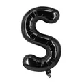 Ballon en aluminium noir brillant en forme de lettre S pour décoration de mariage - Noir S