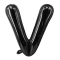 Ballon lettre V en aluminium noir brillant avec finition métallique pour fête - Noir V