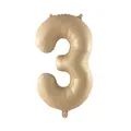 Cream 32-inch number 3 foil balloon with matte finish for birthday party decor - Caramel 3
