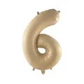 32-inch cream white number 6 foil balloon with matte metallic finish for birthday parties - Caramel 6