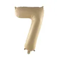 32-inch cream white number 7 foil balloon with matte finish for birthday party decor - Caramel 7
