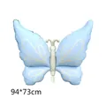 Light blue butterfly foil balloon with white patterns for birthday decor, size 94x73cm - INS Style Butterfly / 1 Piece / Blue