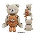 Mignons ballons en forme d'ours mat en crème et marron pour fête d'anniversaire 94x64cm - Ours avec Bébé Style Ins